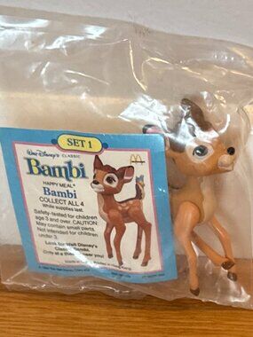 VINTAGE  MCDONALDS -  1988 DISNEY BAMBI HAPPY MEAL - TOY #1  BAMBI - NEW IN BAG
